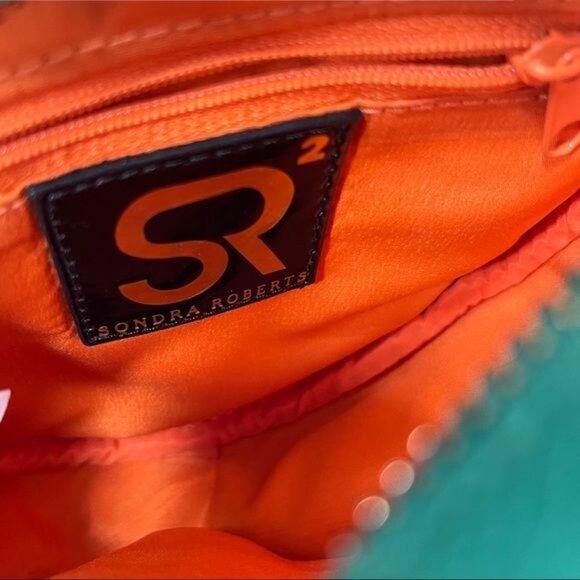 Sondra Roberts SR2 Round Quilted Zipper Turquoise Crossbody Bag - Picture 8 of 10